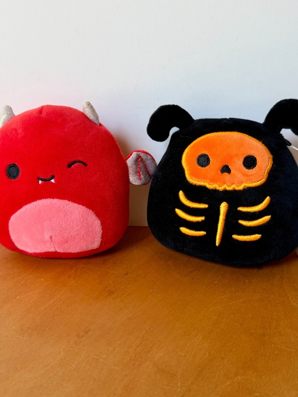 Squishmallow Red Devil and Skeleton Dog, Spooky Plush Toys 4 inch